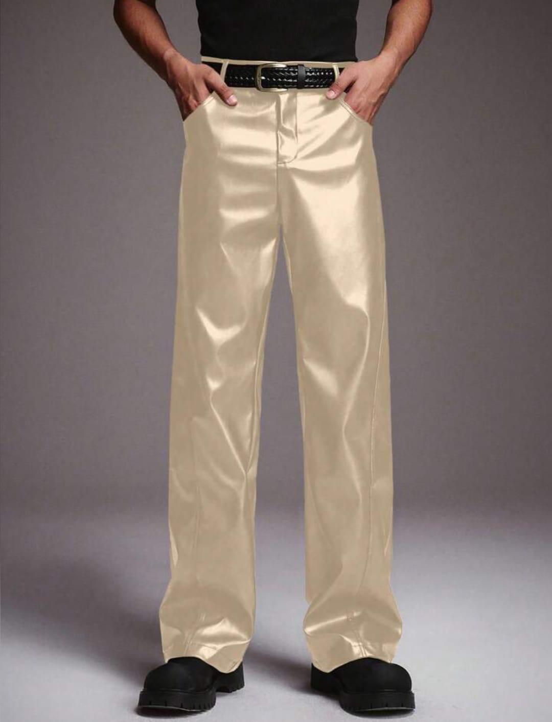Men's Straight-Leg Trousers – High-Waist Relaxed Fit Fashion Pants